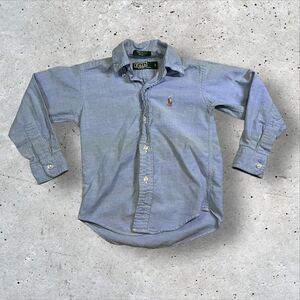 Polo Ralph Lauren Dress Shirt Youth Size 5 Blue Casual Flesh Pony